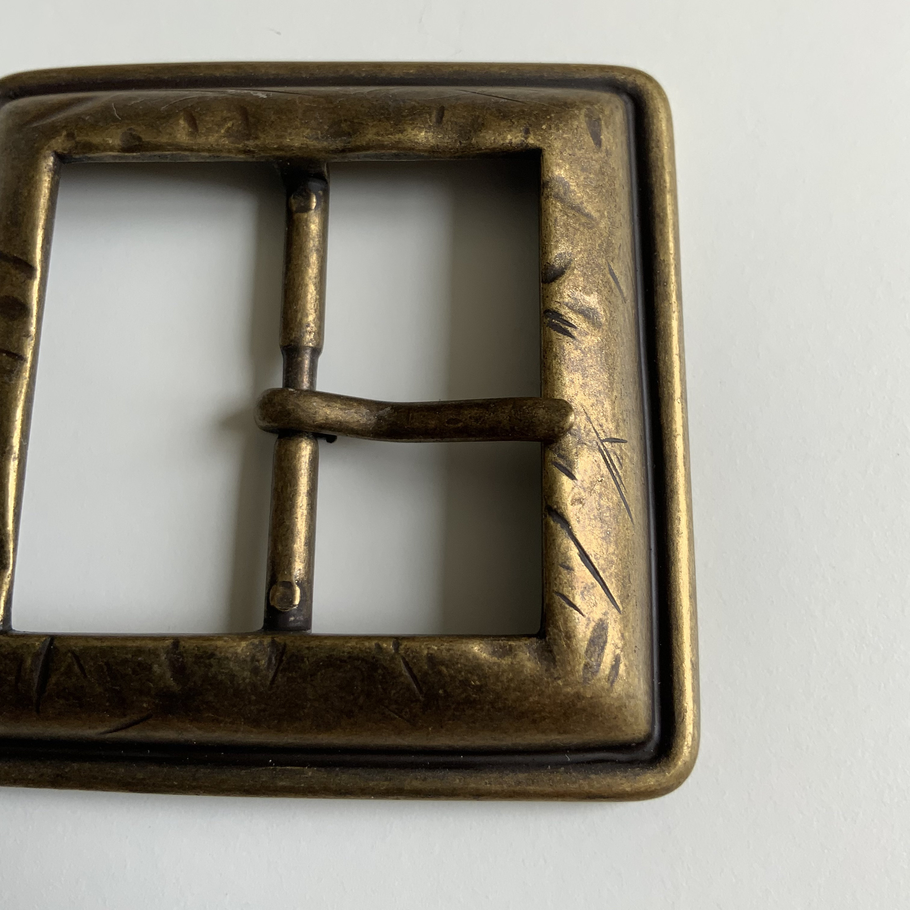 Vintage Leather brass square dancing accessory clip Heavy Vintage Brass Square Center Bar Pin Belt Buckle  main image 2