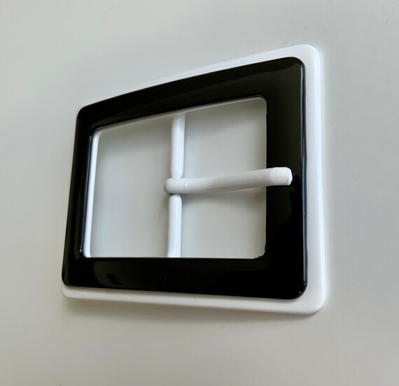 Rectangular Black and White MOD Retro Layered Ena… - image 4