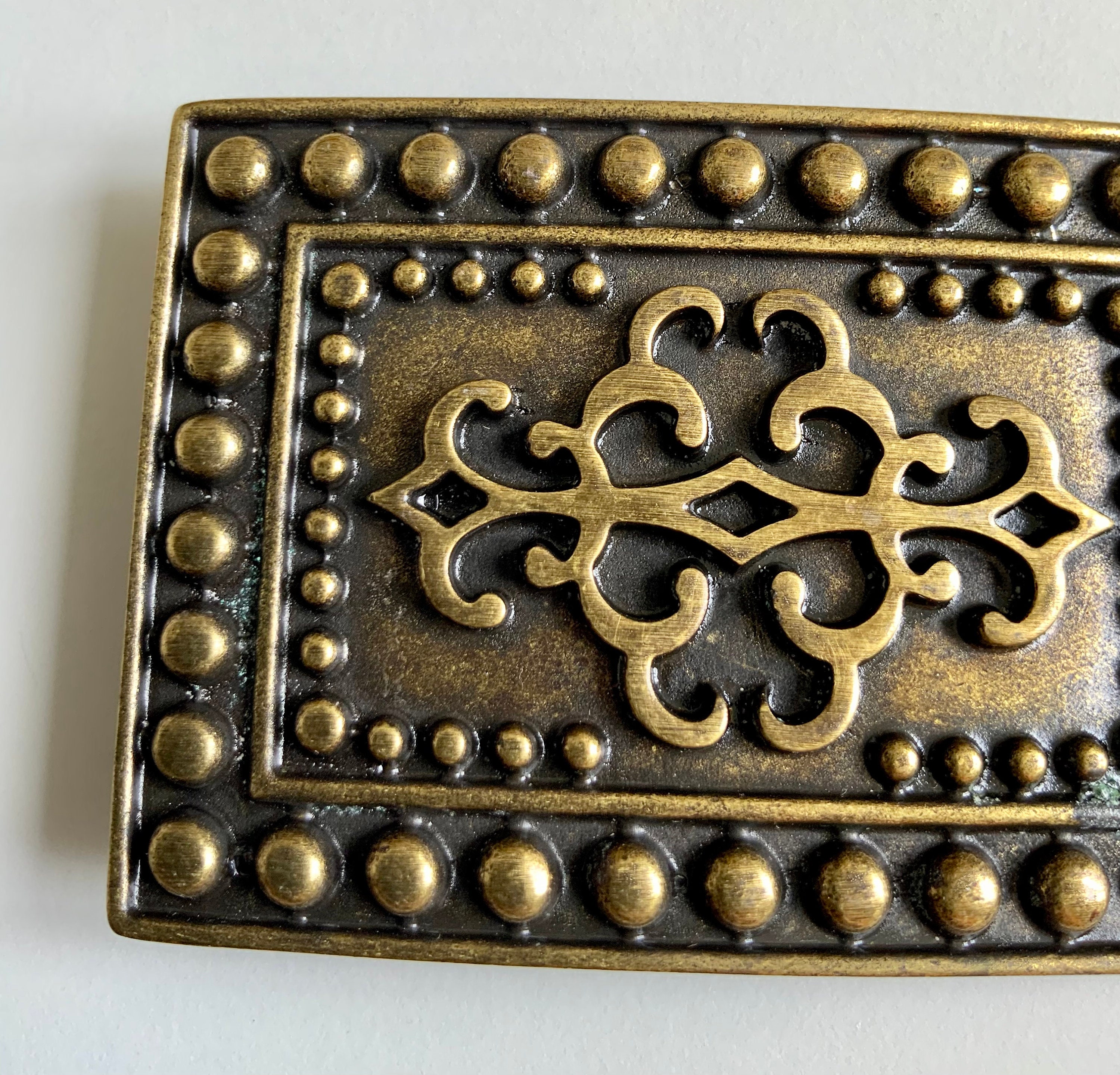 Vintage Interchangeable Rectangular Belt Buckle With Round Studs and ...