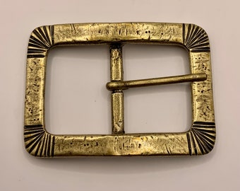 Vintage Interchangeable Unique Rare Vintage Large Rectangle Centre Bar Belt Buckle Antique Brass Boho Distressed Heavy High Quality