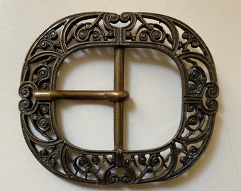 Vintage Gothic,Baroque,Viking,Medieval ,filigreed belt buckle.Old antique brass.