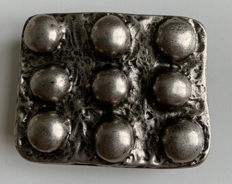 Rectangular Belt Buckle with Round Stud Vintage Grunge Antique Nickel