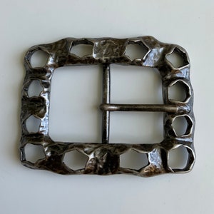 Large Rectangular Cutout Shapes Distressed Gothic Textured Vintage Centre Bar Belt Buckle Antique Nickel