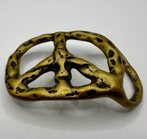 Interchangeable Belt Buckle Solid Brass Peace Sig… - image 7