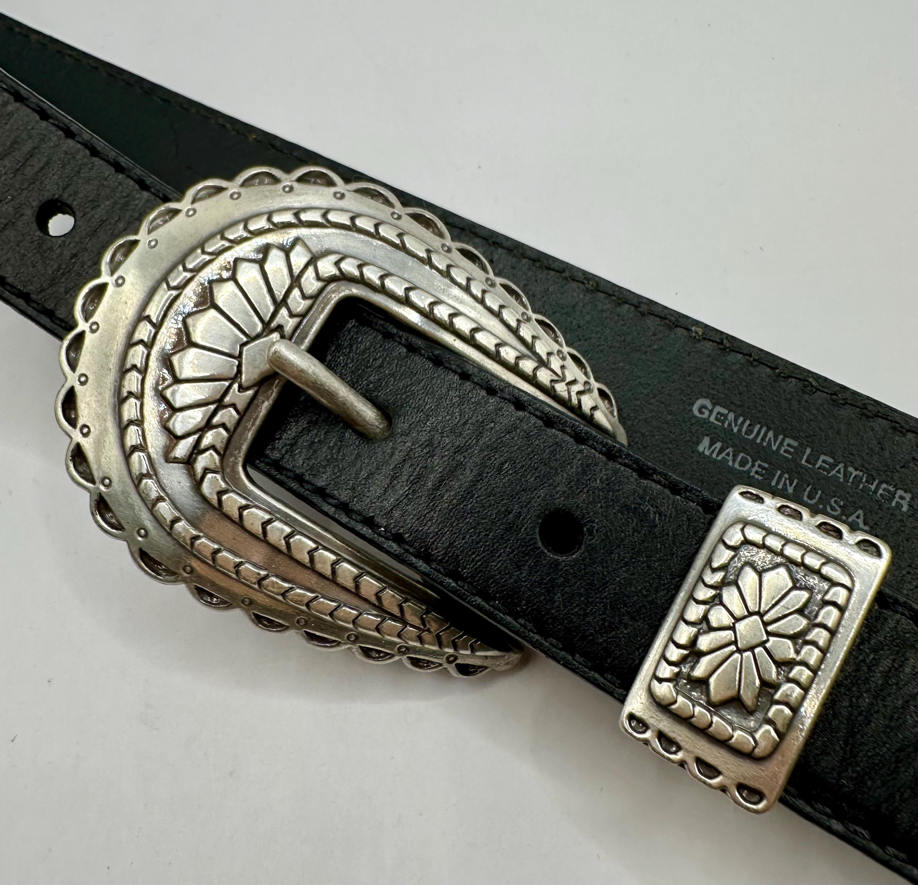 Vintage 3 PC Southwestern Silver & Gold Belt Buckle Hardware Set Unknown Mark Buy Antique Gold Western Belt Buckle Replacement 3 Piece Set main image 2