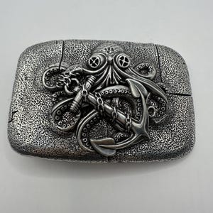 Verwisselbare riemgesp, Kraken, Octopus, Steampunk, hoge kwaliteit, herenriemgesp, uniek, cadeaus voor hem, anker, zilver