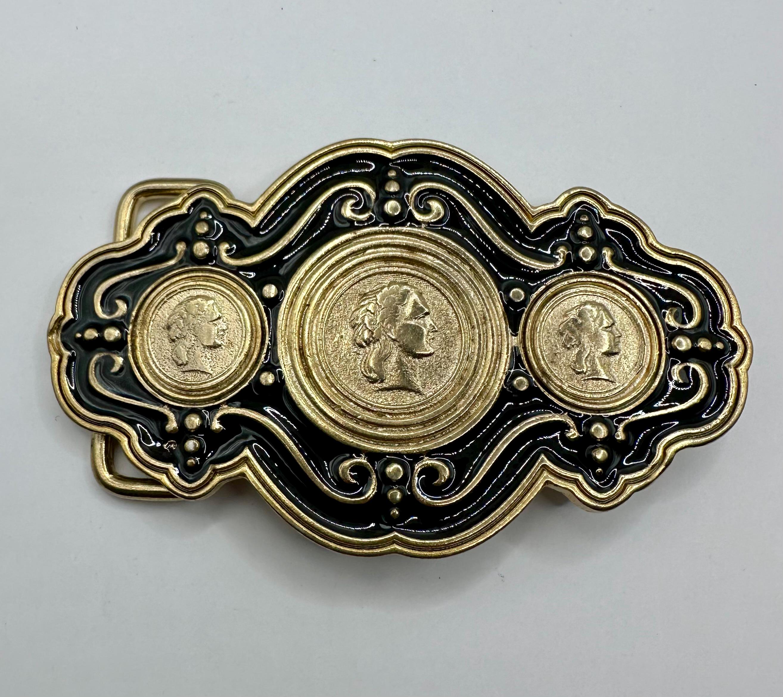 Greek Coin Style Vintage Belt Buckle, Interchangeable Belt  display picture 2