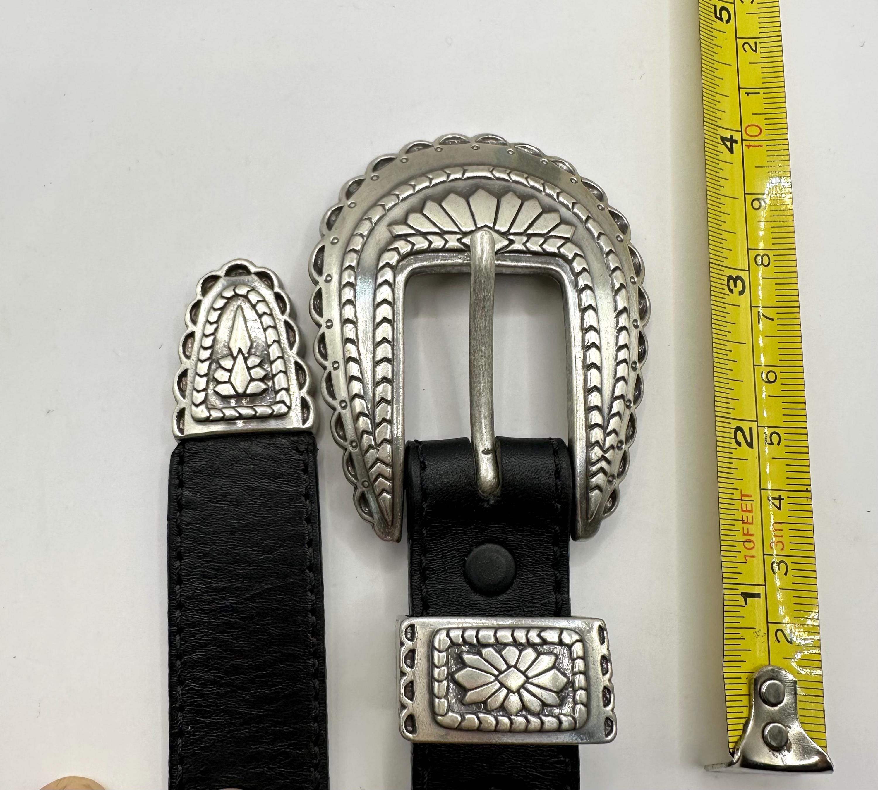 Vintage 3 PC Southwestern Silver & Gold Belt Buckle Hardware Set Unknown Mark Buy Antique Gold Western Belt Buckle Replacement 3 Piece Set main image 4