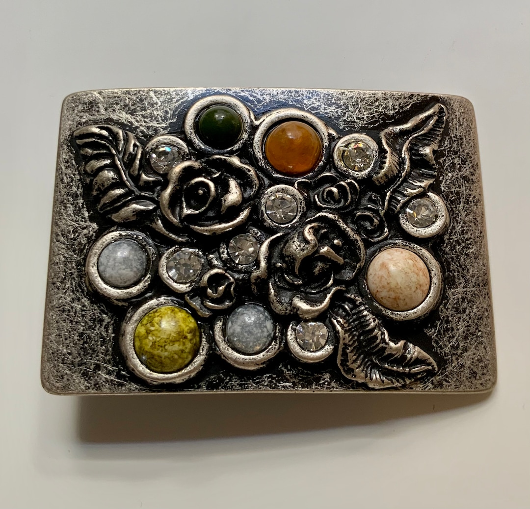 Beautiful Womens Vintage Belt Buckle Rectangle Roses Flower  display picture 2