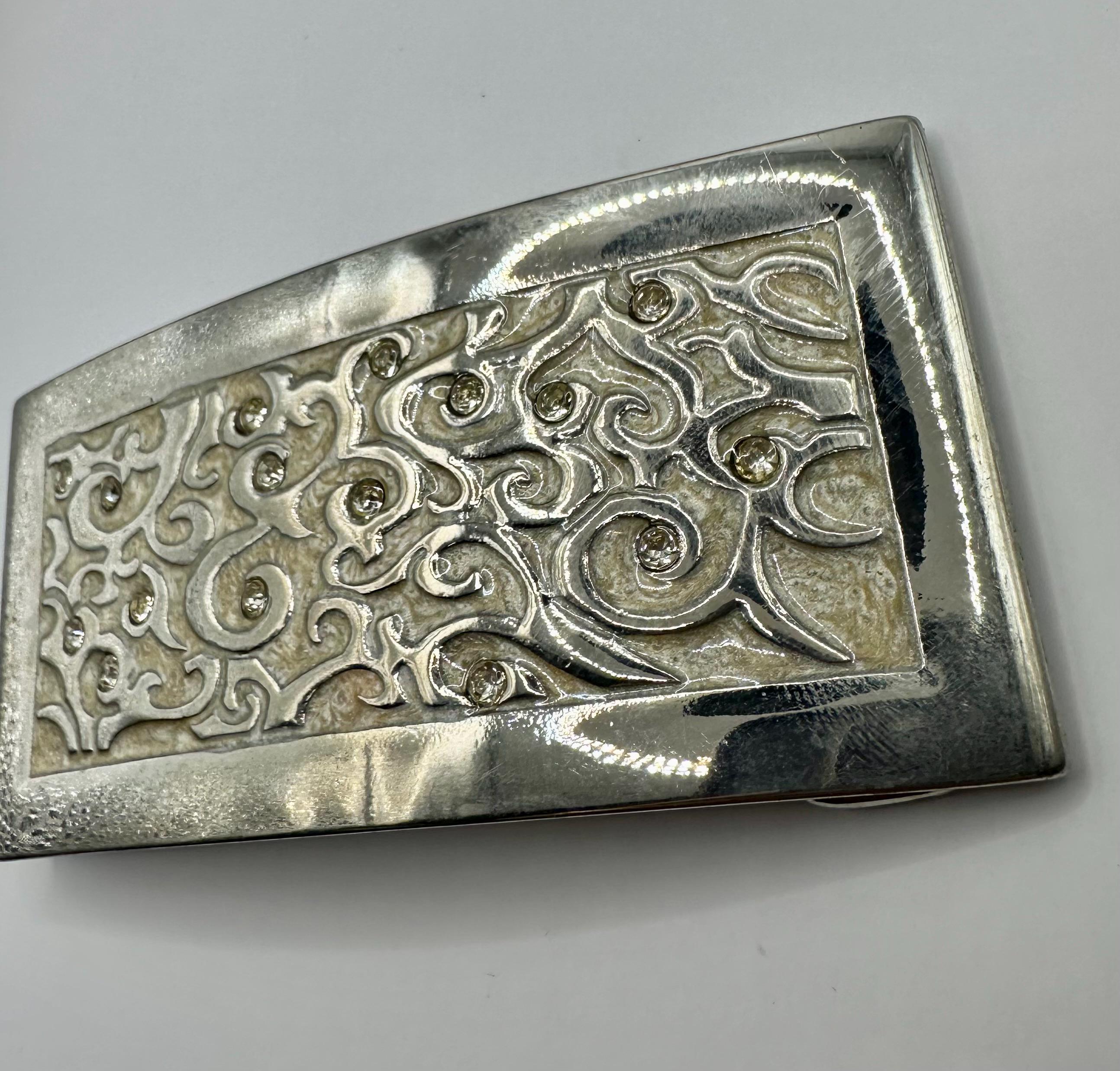 Fibbia Cintura Vintage Argento Lucido | Rettangolare In Peltro Stile Antico Uomo