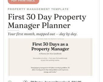 Property Manager Planner | First 30 Days Onboarding Guide, Lease Renewal Worksheet (PDF)