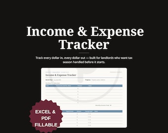 Registro de ingresos y gastos de alquiler / PDF rellenable, Excel y Google Sheets / Hoja de cálculo de contabilidad para propietarios / Descarga instantánea