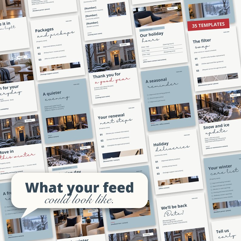 Instagram Templates, Editable Canva Social Media Posts for Property Managers & Leasing Offices | The Winter Edit, Seasonal Templates image 2