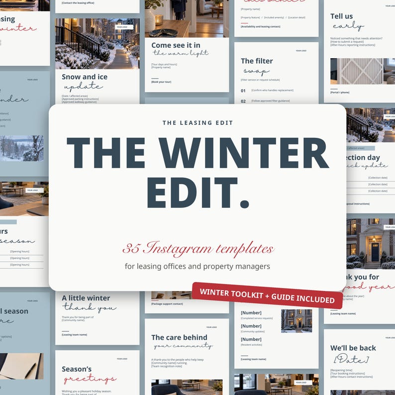 Instagram Templates, Editable Canva Social Media Posts for Property Managers & Leasing Offices | The Winter Edit, Seasonal Templates image 1