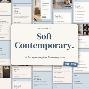 Apartment Instagram Templates, 30 Editable Canva Social Media Templates for Property Managers | Soft Contemporary