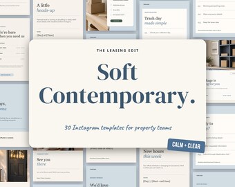 Apartment Instagram Templates, 30 Editable Canva Social Media Templates for Property Managers | Soft Contemporary