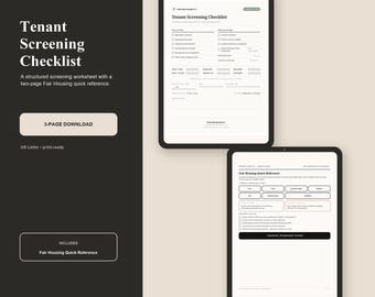 Tenant Screening Checklist Bundle | Fair Housing Quick Reference for Landlords