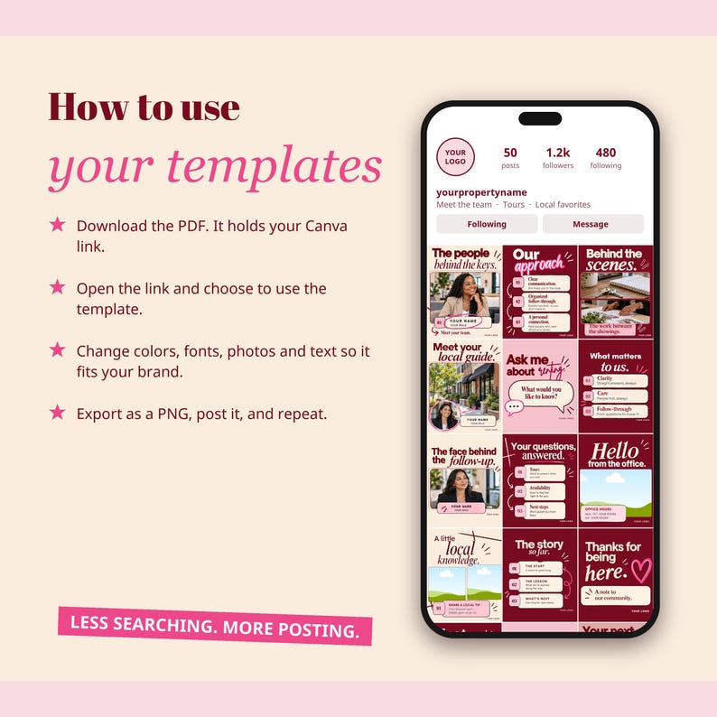 Instagram Templates for Property Managers, 50 Editable Canva Posts for Landlords, Leasing Offices & Rentals zdjęcie 6