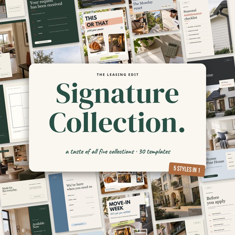 Apartment Instagram Templates Sampler, 30 Editable Canva Posts | Signature Collection image 1