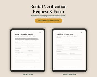 Rental Verification Request Packet | Fillable PDF for Landlord Tenant Screening