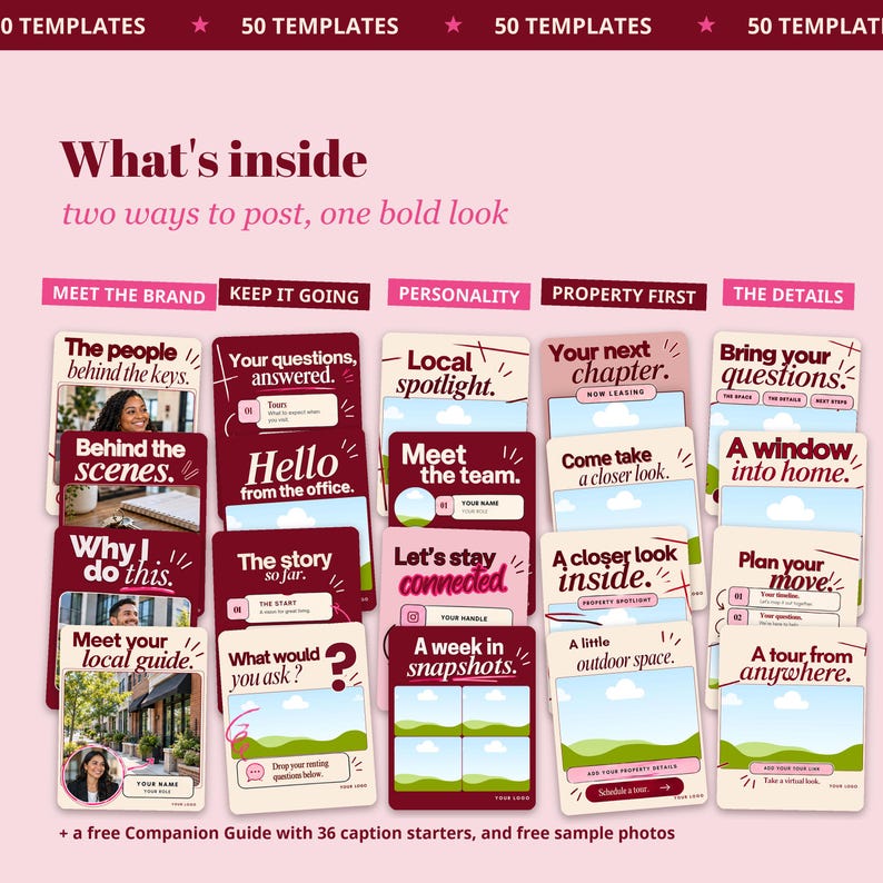 Instagram Templates for Property Managers, 50 Editable Canva Posts for Landlords, Leasing Offices & Rentals zdjęcie 5