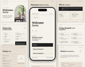 Tenant Welcome Guide, Editable Canva Template for Landlords, Printable PDF + Digital Phone Version