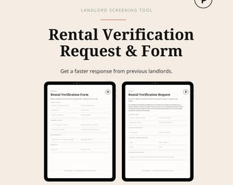 Formulario de solicitud de verificación de alquiler / PDF de verificación de antecedentes del arrendador/inquilino