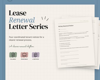 Lease Renewal Letter Series for Landlords, 90-30 Day Notice Set (PDF)