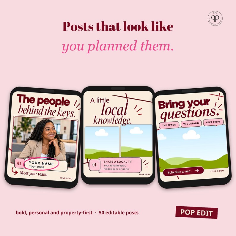 Instagram Templates for Property Managers, 50 Editable Canva Posts for Landlords, Leasing Offices & Rentals zdjęcie 3