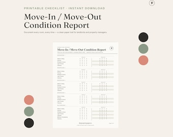 Landlord Move-In Checklist and Condition Report Bundle (Printable PDF)