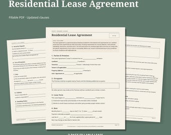 Residential Lease Agreement Template, Fillable Landlord Lease PDF