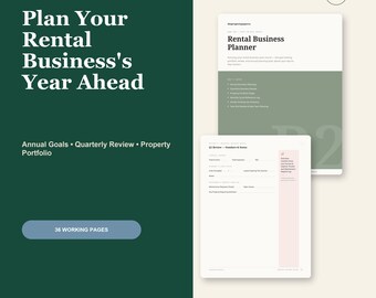 Rental Business Planner | Annual Goals & Quarterly Property Review Workbook