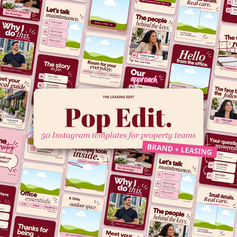 Instagram Templates for Property Managers, 50 Editable Canva Posts for Landlords, Leasing Offices & Rentals zdjęcie 1