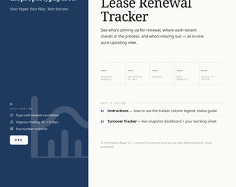 Automated Lease Renewal Tracker | Landlord Spreadsheet for Google Sheets & Excel