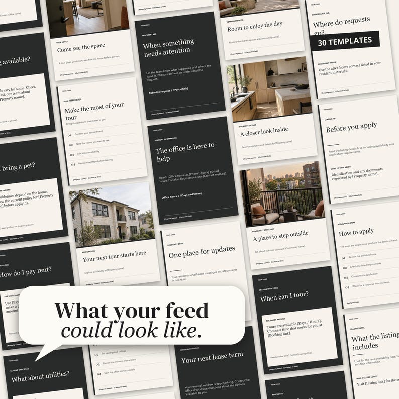Apartment Instagram Templates, 30 Editable Canva Social Media Templates for Property Managers | Modern Edit image 2