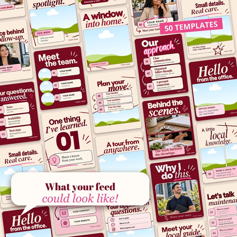 Instagram Templates for Property Managers, 50 Editable Canva Posts for Landlords, Leasing Offices & Rentals zdjęcie 2