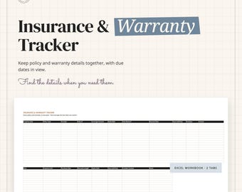 Landlord Insurance & Warranty Tracker, Rental Property Policy Log (Excel Template)