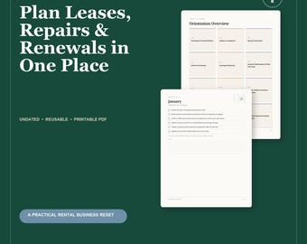 Property Management Calendar & Checklist | Undated Landlord Planning Printable