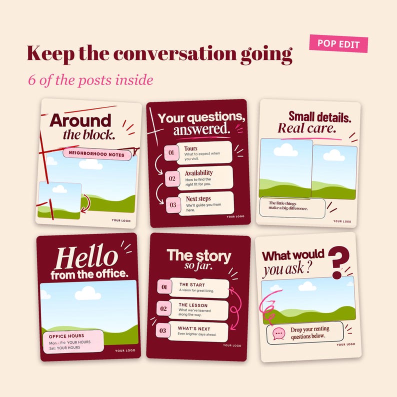Instagram Templates for Property Managers, 50 Editable Canva Posts for Landlords, Leasing Offices & Rentals zdjęcie 13