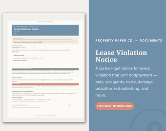 Aviso de incumplimiento de contrato de arrendamiento / Plantilla editable de Canva + PDF imprimible