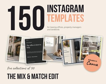 Apartment Instagram Templates Bundle, 150 Editable Canva Posts for Leasing Offices, Property Managers & Landlords