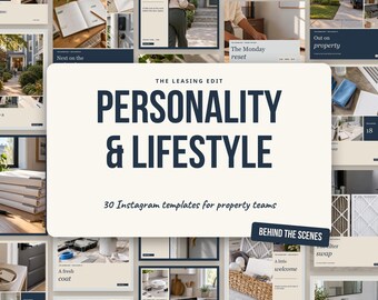 Instagram Templates for Property Managers, Landlords, 30 Editable Canva Social Media Templates | Personality & Lifestyle