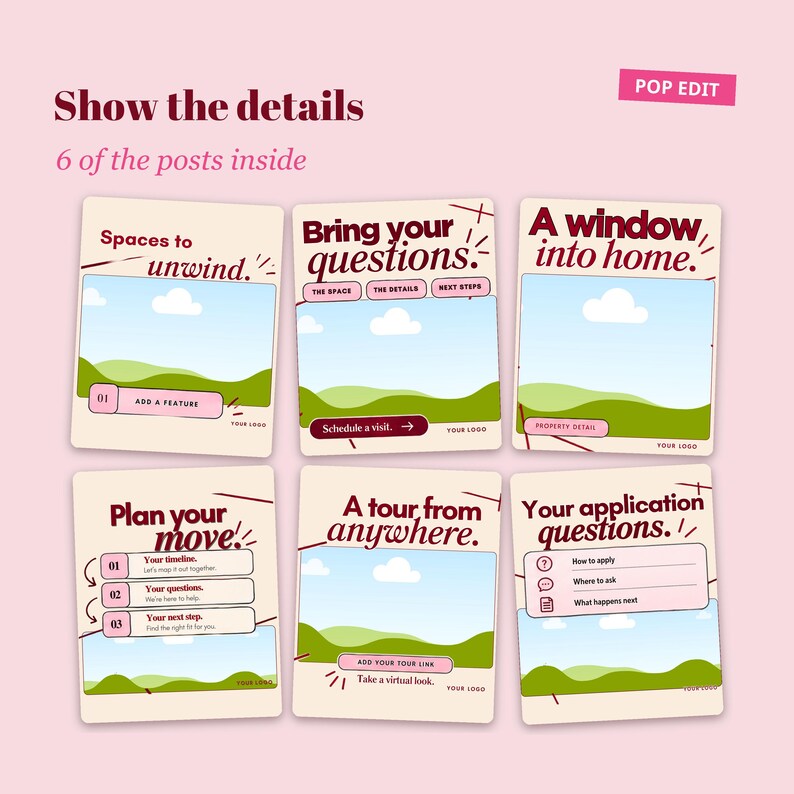 Instagram Templates for Property Managers, 50 Editable Canva Posts for Landlords, Leasing Offices & Rentals zdjęcie 16