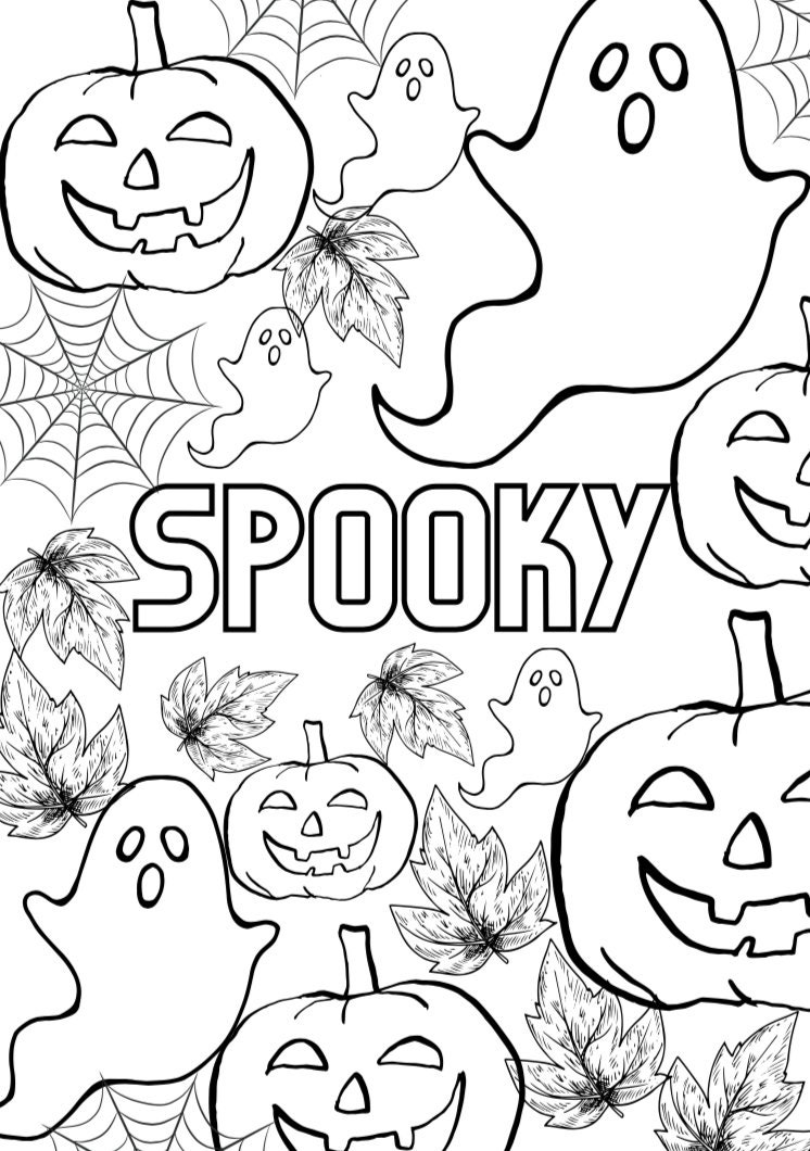 Halloween and Fall Coloring Pages. Printable Coloring Pages. - Etsy