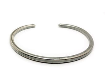 Flat Oxide Sterling Silver Cuff Bangle-Adjustable Bangle Bracelet-Bangle Men-Silver Bracelet-Cuff Bracelet-Silver Cuff-Valentine Gift Men