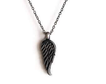 Handmade Sterling Silver Angel Wing Pendant Necklace, Gift for Him