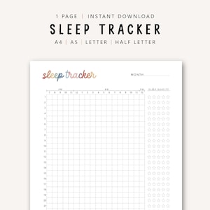 Sleep Tracker Printable, Monthly Sleep Log, Sleep Cycle, Journal Page, Sleep Analysis, Sleep Quality Log, Daily Sleep Tracker