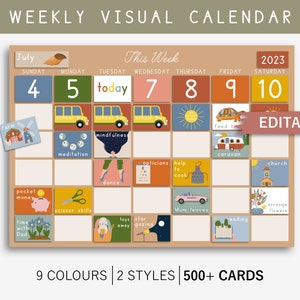 Wöchentliche Routinekarten & Diagramme für Kinder, Visueller Kalender, Täglicher Rhythmus, Haushaltsplan, bearbeitbare Wöchentliche Routine, Stundenplan für Kinder, Kleinkinder