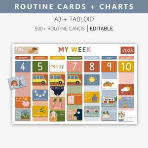 Visual Calendar, Weekly Routine Cards & Charts for Kids, Daily Rhythm, Chore Chart, Editable Weekly Routine, Schedule for Kids, Toddler