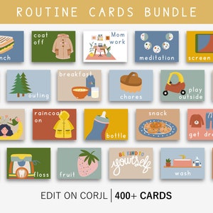 Cartes de routine quotidienne, Cartes de routine visuelle, Programme visuel pour enfants, Programme du matin et du soir, Rythme quotidien modifiable, Cartes de routine